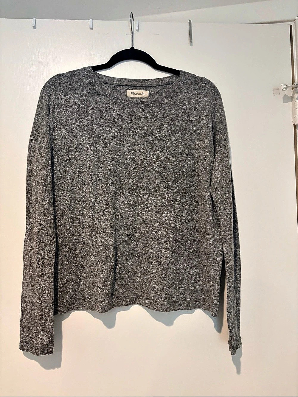 Madewell Relaxed Long-Sleeve Crewneck Tee Long Sleeve Top in Gray Size Small